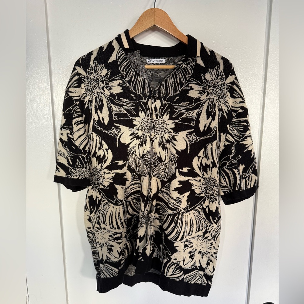 Floral Cuban Collar Button-down